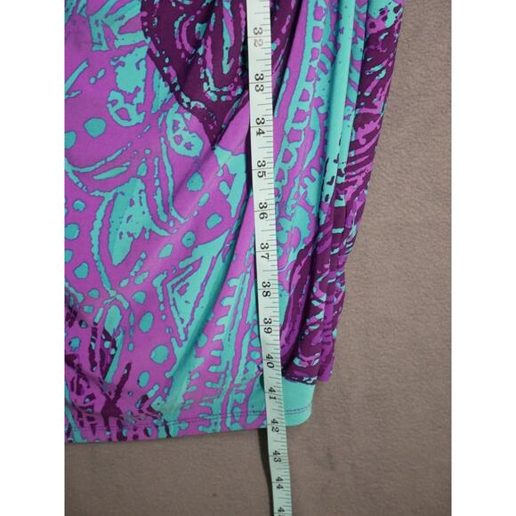 Ralph Lauren Womens Dress 14 Purple Blue Sheath Ruched Side Sleeveless - Picture 7 of 9